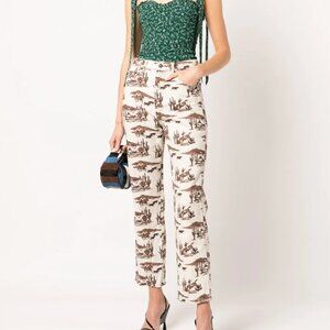 Reformation Sonora Western-Print Straight-Leg Jeans